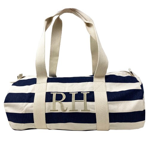 Striped Cotton Duffle Bag, , monogrammed by Initially London