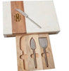 Monogrammed cheese board set with stainless steel cheese knives