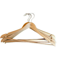 Sustainably grown eucalyptus wood clothes hangers, personalised, set of 5