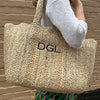 100% jute tote bag with scalloped edge, monogrammed by Initially London