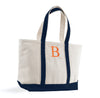 heavyweight canvas boat tote in navy colour with monogram by initially London